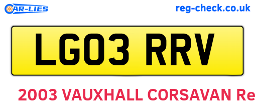 LG03RRV are the vehicle registration plates.