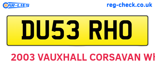 DU53RHO are the vehicle registration plates.
