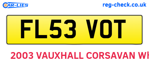 FL53VOT are the vehicle registration plates.