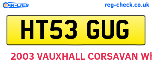 HT53GUG are the vehicle registration plates.