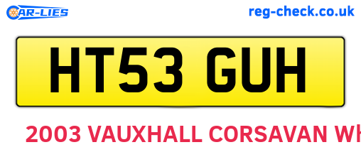 HT53GUH are the vehicle registration plates.