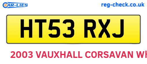 HT53RXJ are the vehicle registration plates.
