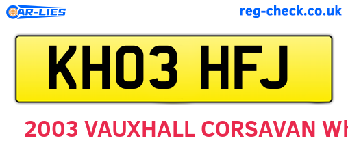 KH03HFJ are the vehicle registration plates.