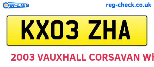 KX03ZHA are the vehicle registration plates.