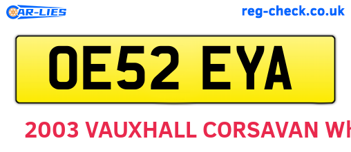 OE52EYA are the vehicle registration plates.
