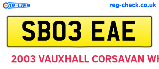 SB03EAE are the vehicle registration plates.