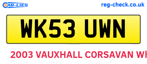 WK53UWN are the vehicle registration plates.