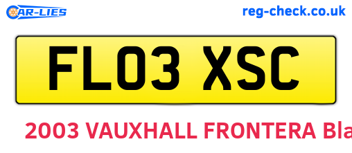 FL03XSC are the vehicle registration plates.