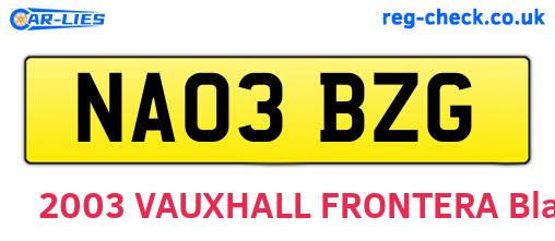 NA03BZG are the vehicle registration plates.