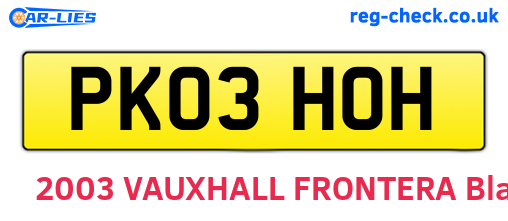 PK03HOH are the vehicle registration plates.