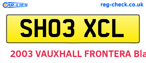 SH03XCL are the vehicle registration plates.