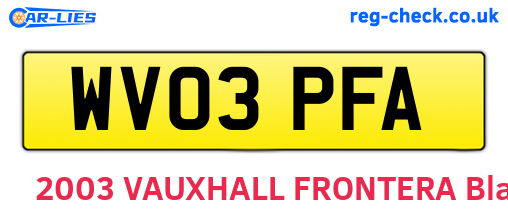 WV03PFA are the vehicle registration plates.