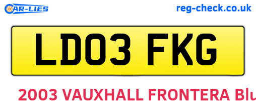 LD03FKG are the vehicle registration plates.