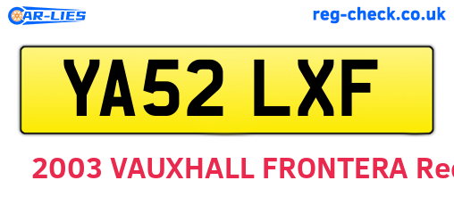 YA52LXF are the vehicle registration plates.