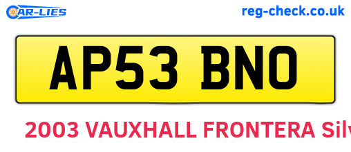 AP53BNO are the vehicle registration plates.