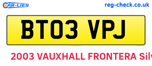 BT03VPJ are the vehicle registration plates.