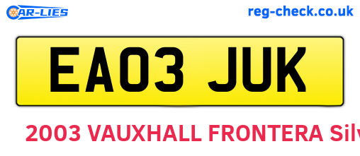 EA03JUK are the vehicle registration plates.