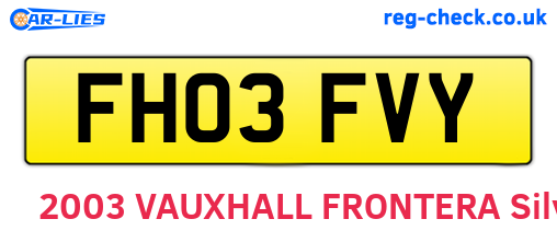 FH03FVY are the vehicle registration plates.