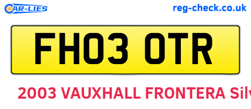 FH03OTR are the vehicle registration plates.