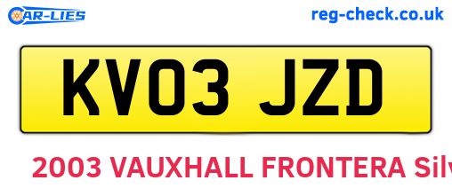KV03JZD are the vehicle registration plates.