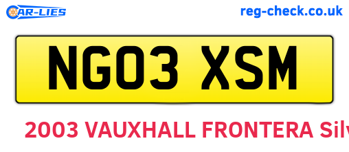NG03XSM are the vehicle registration plates.
