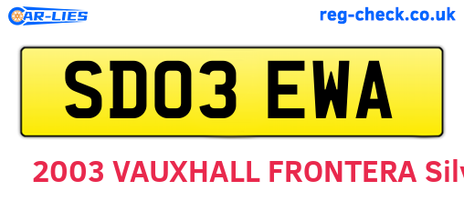 SD03EWA are the vehicle registration plates.