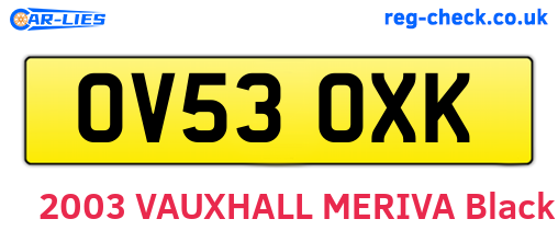 OV53OXK are the vehicle registration plates.