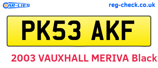 PK53AKF are the vehicle registration plates.
