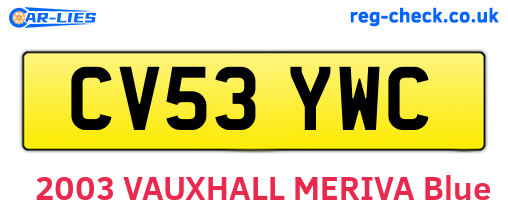 CV53YWC are the vehicle registration plates.