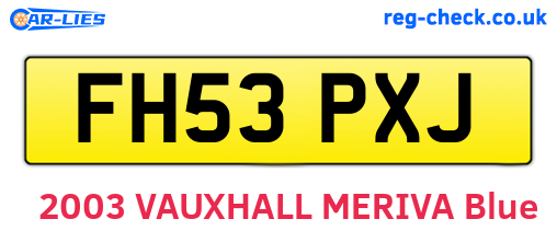FH53PXJ are the vehicle registration plates.