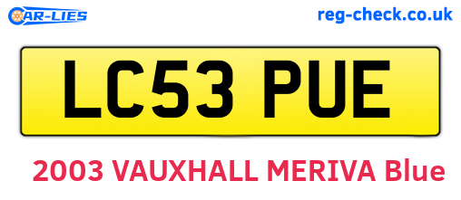 LC53PUE are the vehicle registration plates.
