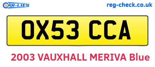 OX53CCA are the vehicle registration plates.