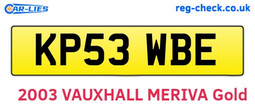 KP53WBE are the vehicle registration plates.