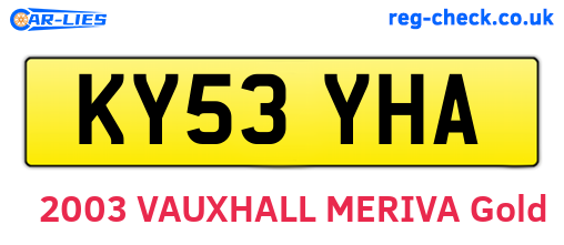 KY53YHA are the vehicle registration plates.