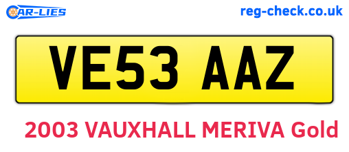 VE53AAZ are the vehicle registration plates.