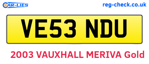 VE53NDU are the vehicle registration plates.