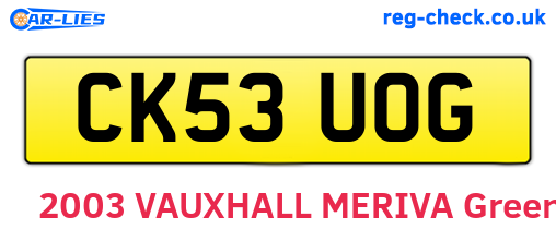 CK53UOG are the vehicle registration plates.