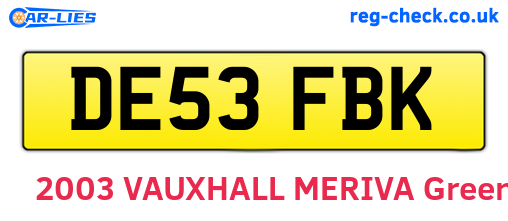 DE53FBK are the vehicle registration plates.