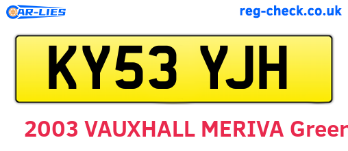 KY53YJH are the vehicle registration plates.