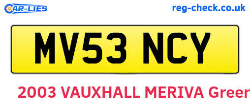 MV53NCY are the vehicle registration plates.