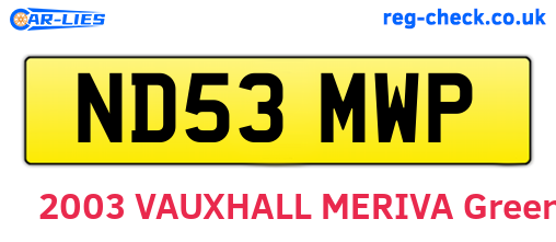 ND53MWP are the vehicle registration plates.