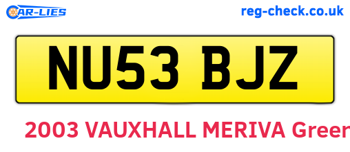 NU53BJZ are the vehicle registration plates.
