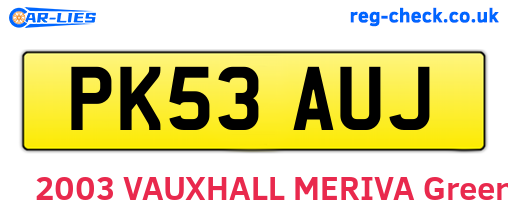 PK53AUJ are the vehicle registration plates.