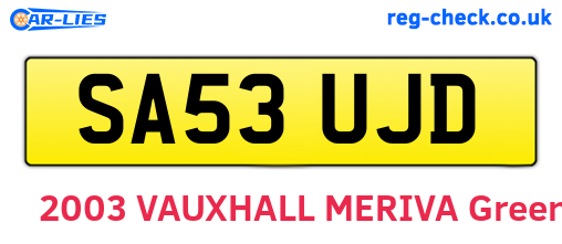 SA53UJD are the vehicle registration plates.