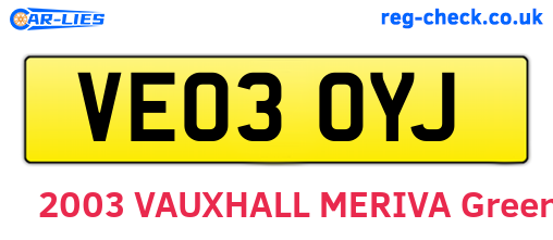 VE03OYJ are the vehicle registration plates.
