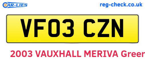 VF03CZN are the vehicle registration plates.