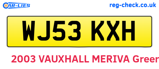 WJ53KXH are the vehicle registration plates.