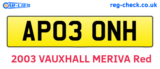 AP03ONH are the vehicle registration plates.