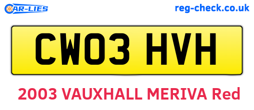 CW03HVH are the vehicle registration plates.