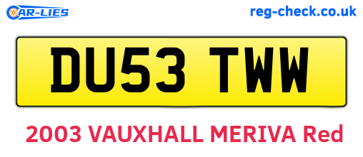 DU53TWW are the vehicle registration plates.